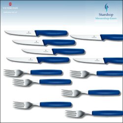 Victorinox Tafelbesteck 12 tlg. ,blau (Steakmesser + Gabel)