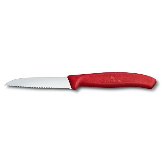 Victorinox Gemüsemesser SwissClassic,Wellenschliff, 8 cm , rot