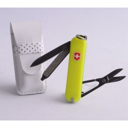 Victorinox Classic - Stay Glow + weiße Ledertasche