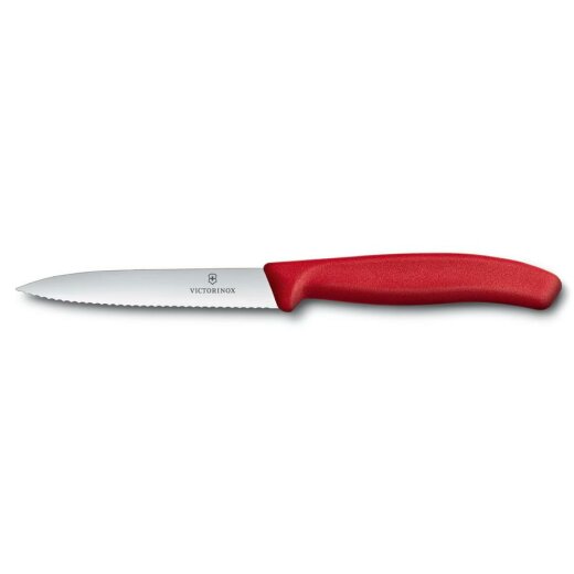 Victorinox Gemüsemesser,10 cm Wellenschliff -  rot