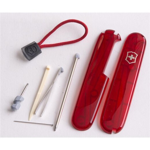 Victorinox Schalen Ersatzteil Set - Plus - mit roter Kordel - für 91er Messer