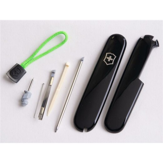 Victorinox Schalen Ersatzteil Set - Plus - mit grün/schwarzer Kordel - für 91er Messer