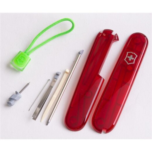 Victorinox Schalen Ersatzteil Set - Plus - mit grüner Kordel - für 91er Messer