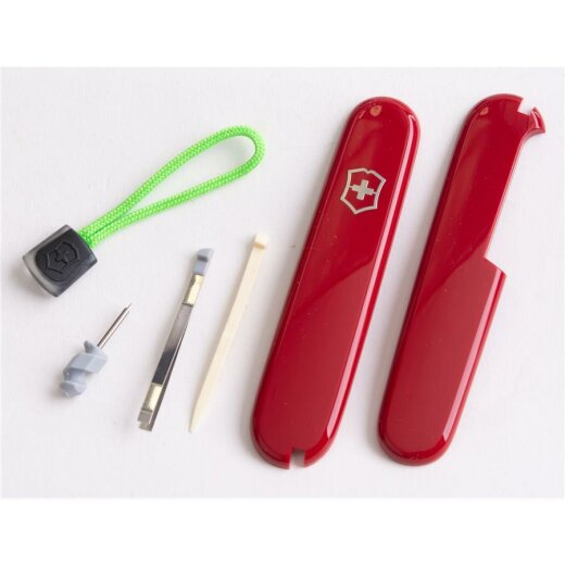 Victorinox Schalen Ersatzteil Set - mit grün/schwarzer Kordel - für 91er Messer