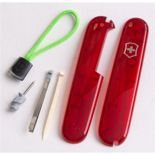 Victorinox Schalen Ersatzteil Set - mit grün/schwarzer Kordel - für 91er Messer