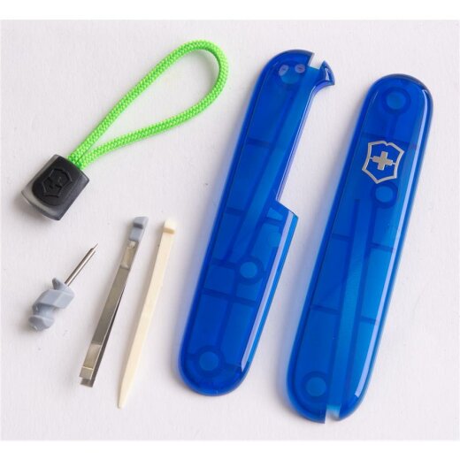 Victorinox Schalen blau transparent Ersatzteil schweizer Taschenmesser 91mm Set 