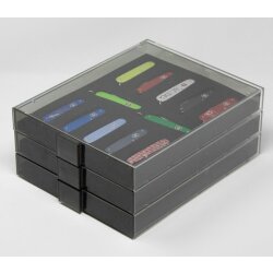 Lindner Sammelbox Rauchglas Black Samt für 12 Victorinox Messer 91 mm