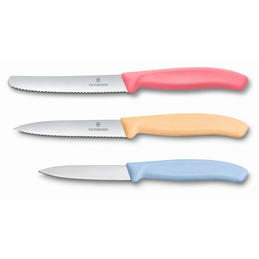 Swiss Classic Gemüsemesser-Set, 3-teilig, hellrot , hellblau , hellorange