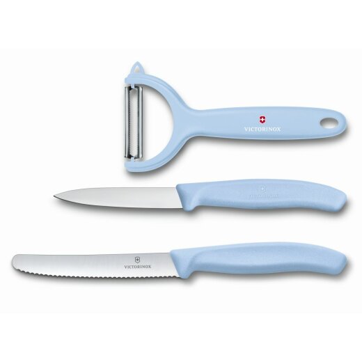 Swiss Classic Gemüsemesser-Set, 3-teilig, hellblau