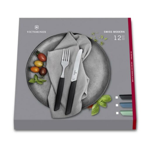 Swiss Modern Besteck-Set mit Messer und Farbe nach Wahl, 12-teilig