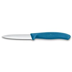 Gemüsemesser mit Wellenschliff, 8 cm, blau