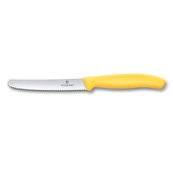 Tafelmesser mit Wellenschliff, 11 cm gelb